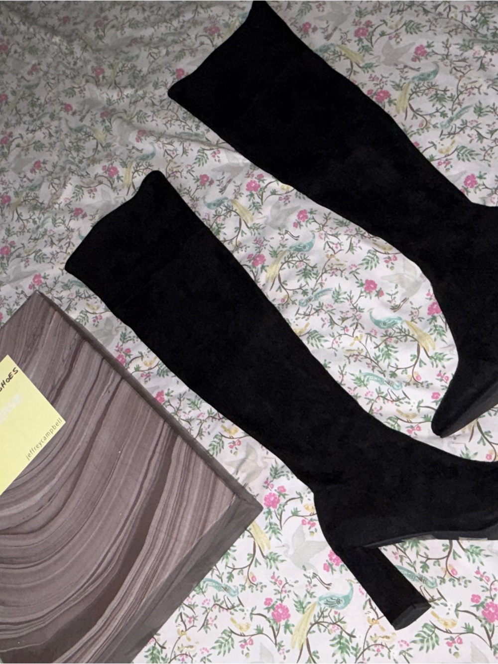 Jeffrey Campbell Black Over-the-Knee Suede Block Heel Boots